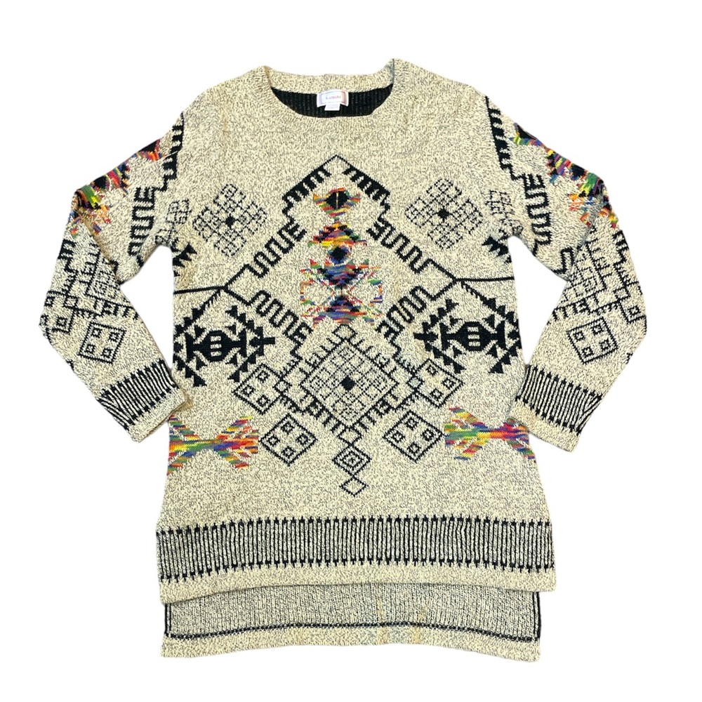 Kamana Aztec Southwestern Sweater Hi Low Crew Neck Size Large